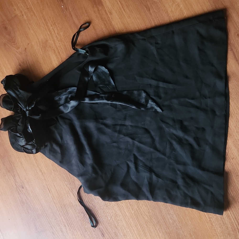 Ann Taylor Black Ruffle Halter Top Silk Blouse - Picture 5 of 8